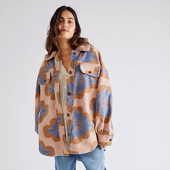 Free People Jackets & Blazers - Free People Oversized Jacquard Ruby Jacket